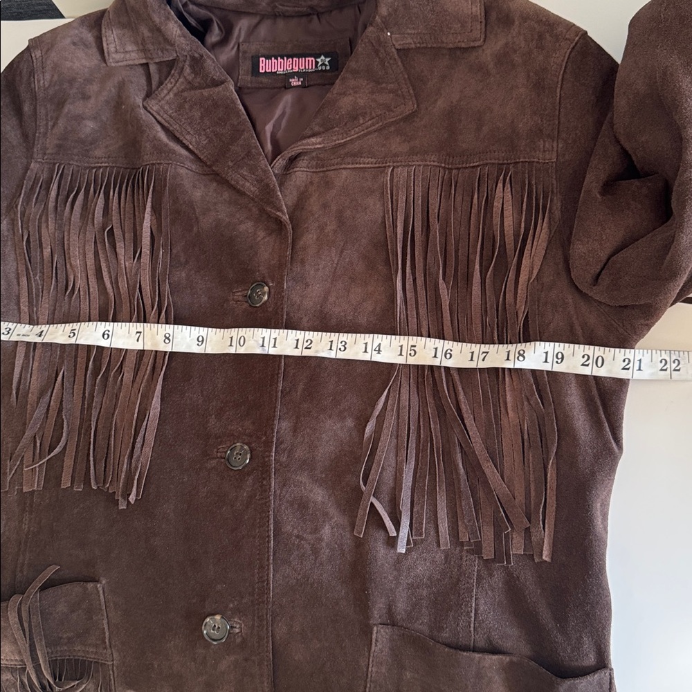 Bubblegum Brown Suede Fringe Jacket - Picture 8 of 10